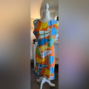 J.McLaughlin Sleeveless Midi Dress Women’s Medium Abstract Print Multicolor New